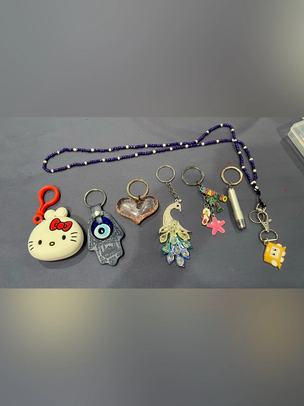 Hello Kitty White & Red Silicone and others Girls Keychain with Assorted Charms